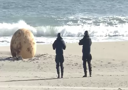 A weird, sizable metal ball was found in Japan on a beach