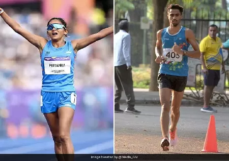 Akshdeep and Priyanka Win Men's And Women's 20km Race Walk Gold