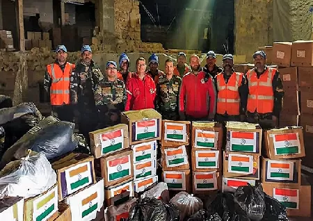 Indian Army Team Delivers Quake Relief Material To Aleppo, Syria