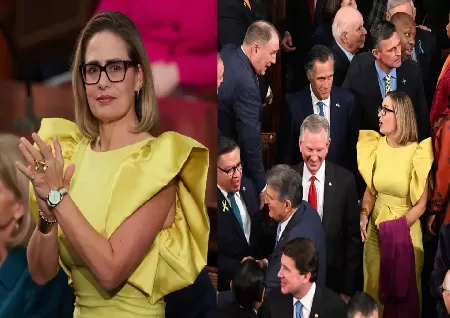 Kyrsten Sinema sparks debate with 'Grammy-worthy' dress at State of the Union - Trending Topics