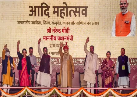 PM Modi: Inaugurates Aadi Mahotsav, calls tribal development, education priority