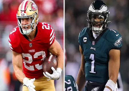 Image of 49ers Vs Eagles Odds, Line Start Time, 2023 NFC Championship Game Picks